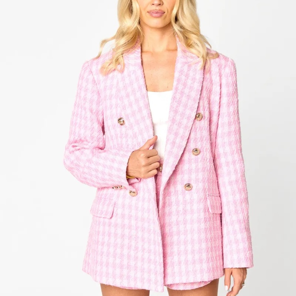 BUDDY LOVE 
Tucker Tweed Blazer - Pale Pink